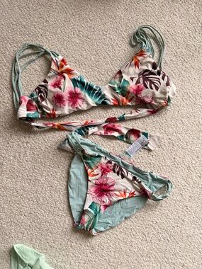A Classy Chic Boutique Floral Bikini Set in Pink, Teal, White